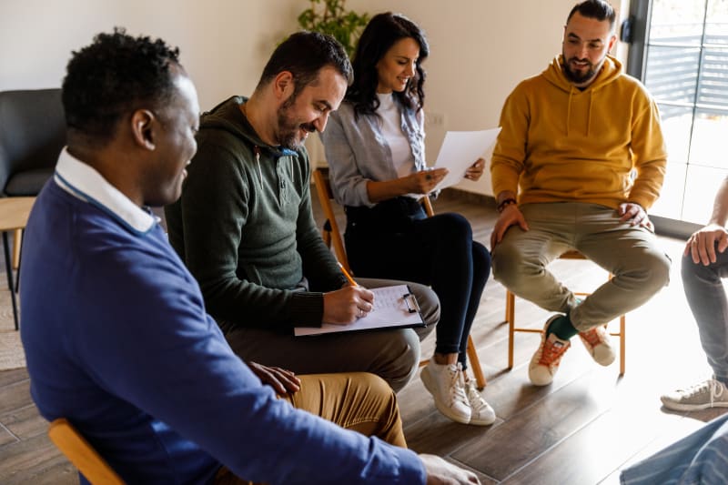 Adults attending support group.